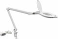 LED Magnifying Lamp with Clamp, 1.75X magnification, Touch Dimmer, 96 SMD LEDs, Adjustable Arm, Dual Warm & Cold Light Modes for Crafts, Reading, Repair (Universal Voltage, Eye Strain Relief)