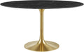 Modway Lippa Oval 54' Artificial Marble Mid-Century Modern Dining Table, Gold Black