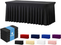 Deep Dream 6 Pack Black Spandex Fitted Tableclothes for 8 Foot Rectangle Tables, Wrinkle Free 8FT Fitted Table Cover, Stretch Tablecloth Table Skirt for Party, Banquet, Wedding and Events