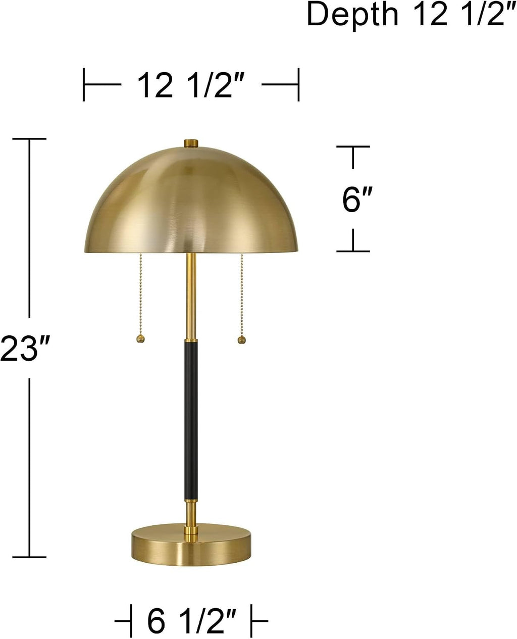 360 Lighting Pierre 23' H Gold Black Metal Dome Pull Chain USB Table Lamp Set of 2