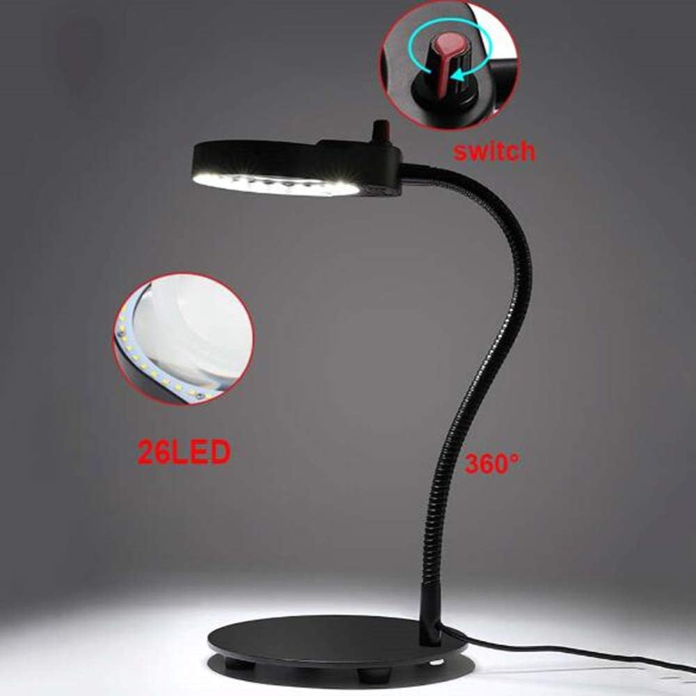 3X 10X Led Magnifying Lamp Desktop Led Magnifier with Daylight Bright Led Lights and Flexible Gooseneck for Reading, Working, Hobby, Soldering and Crafts