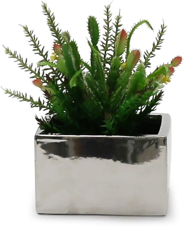 WGV Block Ceramic Vase Bulk, Width 6', Height 4', Elegant Morden Short Square Floral Planter Terrarium Container Table Dresser for Event Accent Home Office Decor Silver 12 Pieces