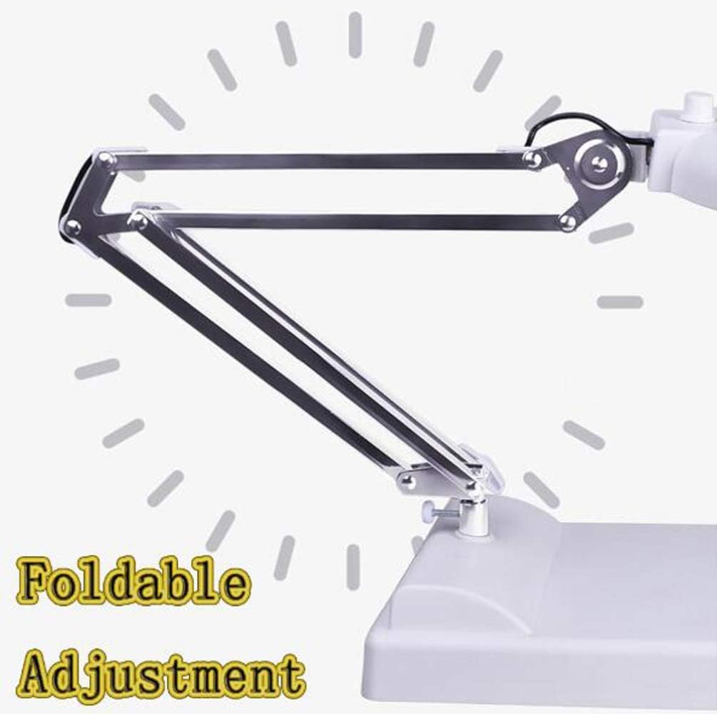 Desktop Magnifier Lamp with LED Light Adjustable Arm Magnifier Lamp Light Magnifying Glass HD Lens Folding Magnifier for Elderly Read Electronic