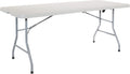 Office Star Resin Rectangle Center-Folding Portable Table for Picnics, Camping, and Tailgating, 6 Feet