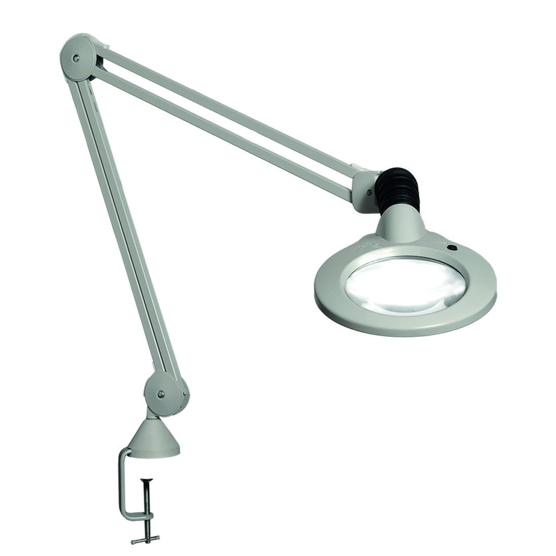 Vision LUXO KFL026022 KFM LED Illuminated Magnifier, 45' Arm, 3 Diopter, Edge Clamp, Steel/Aluminum, Light Gray