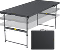 FanttikOutdoor 6ft Folding Table, 3 Heights, One-Handed Height Adjustment, Gravity Lock, Carry Handle, Indoor Outdoor Heavy Duty Fold-in-Half Portable Utility Table, Party, Black Zeta X6 Pro