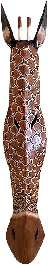OMA Giraffe Mask Wall Hanging Decor Wooden Hand Crafted Giraffe Jungle African Safari Home Decor Gift XLARGE SIZE 40'