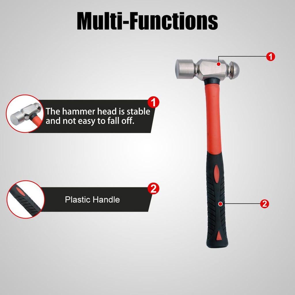 Titanium Ball Pein Hammer, with Plastic Handle, MRI Non-magnetic Tools, Light Weight, High Strength, Corrosion Resistant, Durable, Drop-forged, Industrial Grade, T1082 (Head 450g)