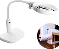 GeRRiT 6 Led Magnifying Glass Clamp Lamp,2X,5X Magnifier Lens,Metal Hose Adjustable Swivel Arm Utility Clamp Light for Desk, Table,Craft, Jewelry,Sewing,
