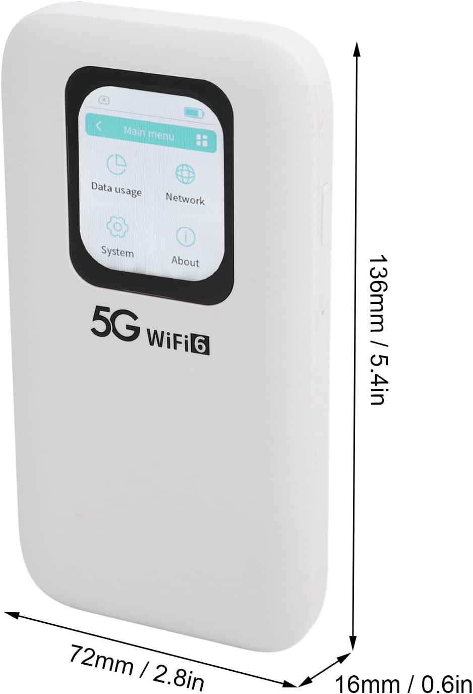 5G Wi Fi 6 Mobile Hotspot, Portable 5G Wi Fi Router, 2.01in Touch Screen Nano SIM Card Slot Design, Connects Up to 16 Devices, Pocket Wi Fi Device for Travel Office Dormitory