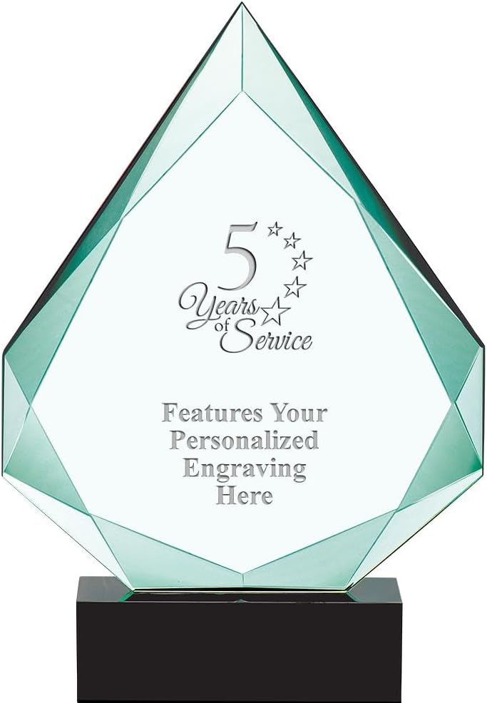 Crown Awards Personalized Crystal Trophy, 13' Engraved Legacy Jade Crystal Award Prime