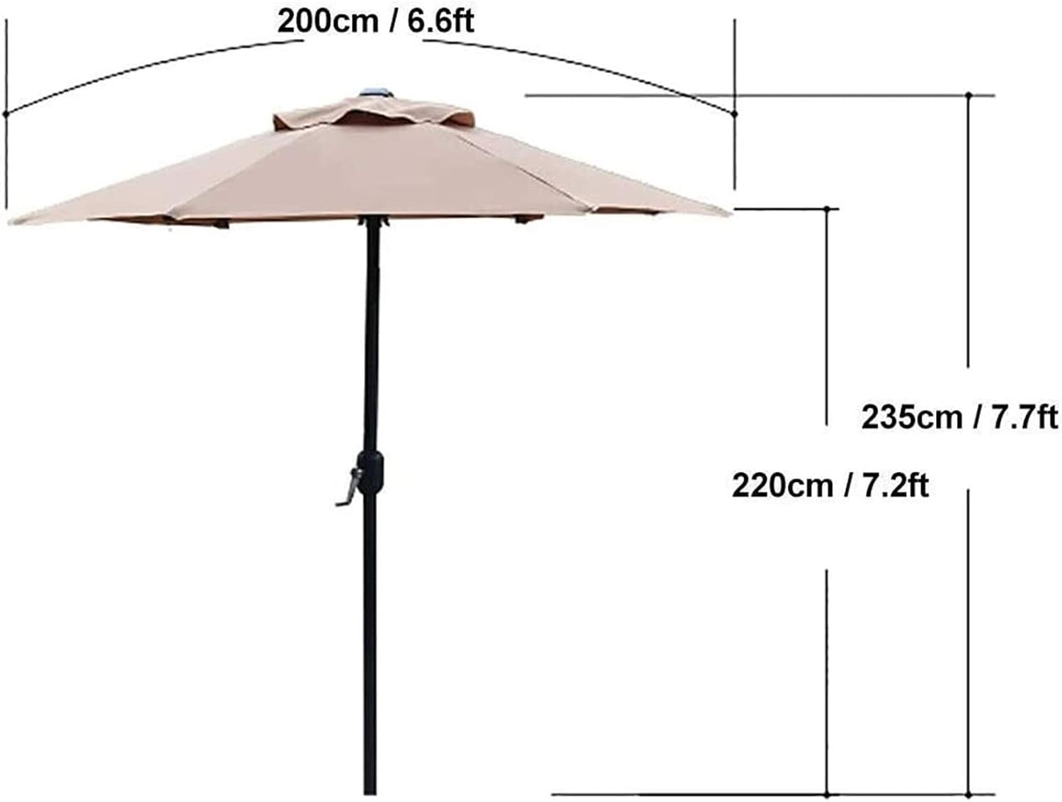 LSLYTQ Outdoor Garden Parasols Garden Parasols 6 Feet Outdoor Table Umbrella with Crank 6 Iron Ribs, Market Umbrella for Pool, Beach, Garden, Restaurant,Without Parasol Base good
