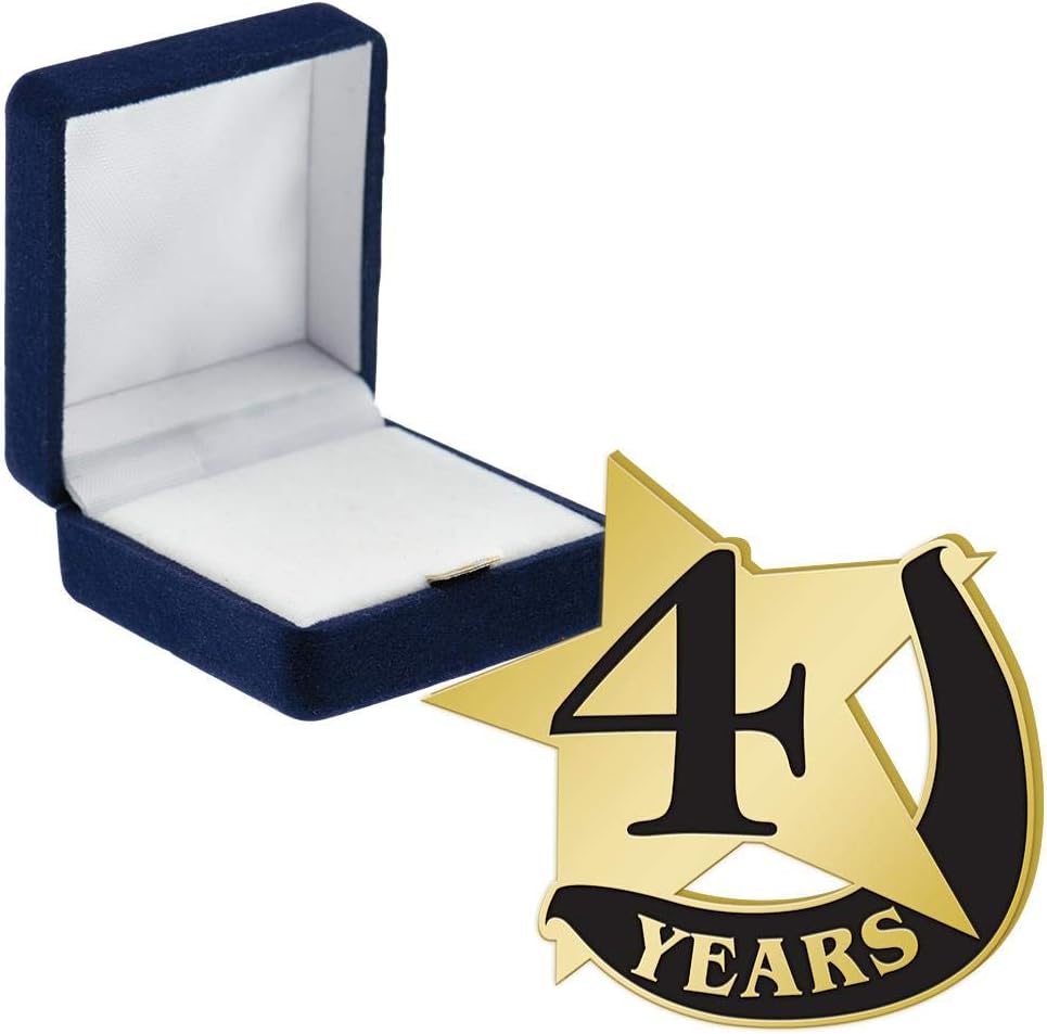 Crown Awards 4 Year Recognition Pins, 4 Year Recognition Pin with Blue Velvet Presentation Case, Prime