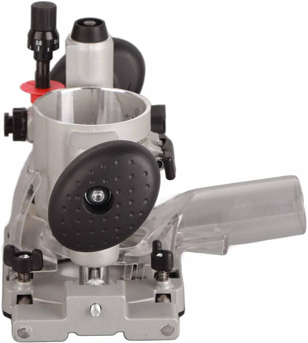 Compact Router Plunge Base Kit for Woodworking, Durable Aluminum Alloy Construction, Double Handle Trimming Machine Cover, Transparent Protective Cover, Fine Depth Adjustment with