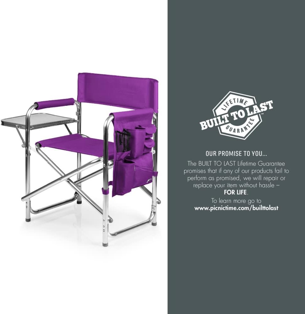 Picnic TIME NCAA Clemson Tigers Sports Chair with Side Table - Beach Chair - Camp Chair for Adults