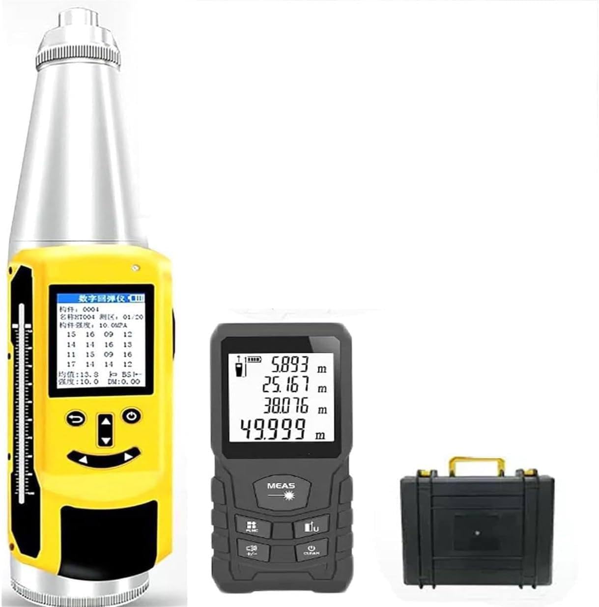 Concrete Rebound Hammer Tester, Resiliometer Test Meter Tool Within The Scope of 1450.38psi-8702.26psi (10-60Mpa) with Wireless Printer, Support Data Export and Voice Broadcast