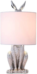LED Desk Lamp Table Lamp Simple Design Bedroom Bedside Lamp Restaurant Study Masked Rabbit Resin Creative Table Lamp Table Lamp Reading Lamp (Color : Silver)