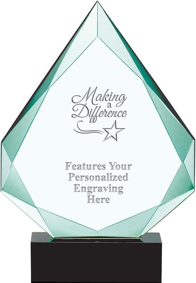 Crown Awards Personalized Crystal Trophy, 13' Engraved Legacy Jade Crystal Award Prime