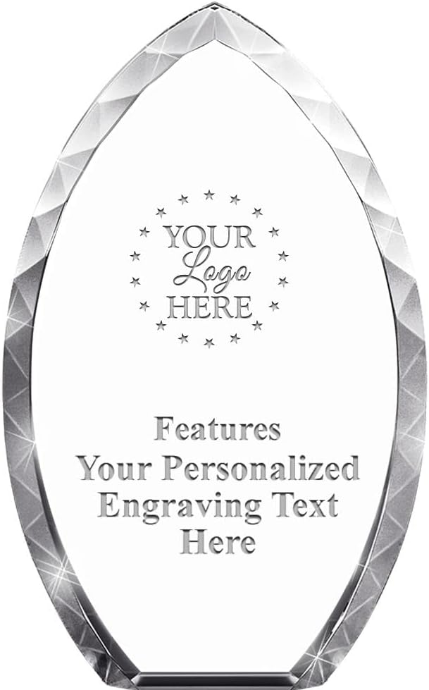Crown Awards Customizable Crystal Trophy, 9' Engraved Tear Drop Crystal Award