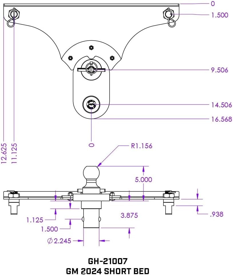 GEN-Y GH-21007 GoosePuck 5' Offset Gooseneck Ball for OEM Puck Mount System fits GM Short Bed 2020 to Current - 25,000 LB Towing Capacity