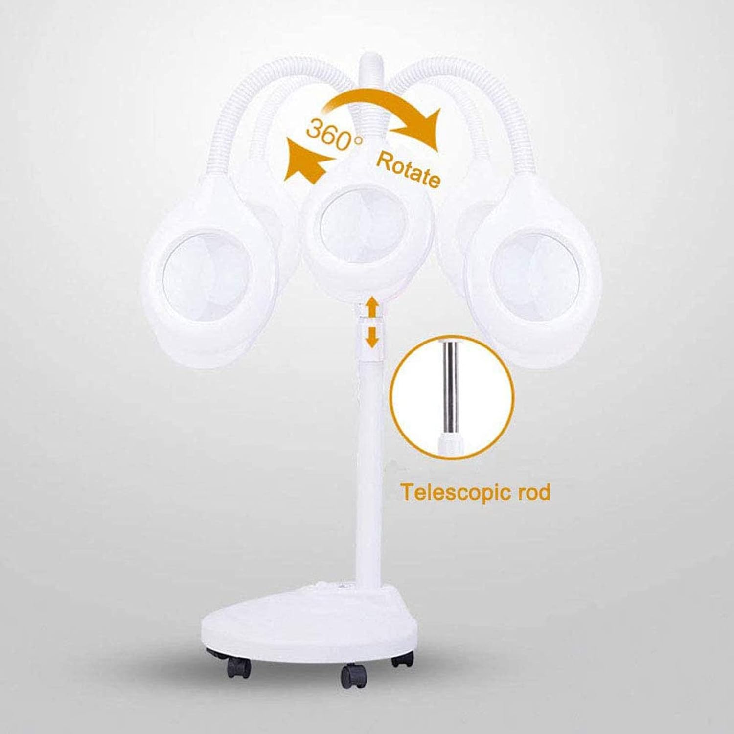 Magnifying Glass,LED Floor Standing Magnifying Lamp, Lamp, with Rolling Floor Stand Magnifier Floor Cold Light Magnifier for Embroidery Adjustable Arm Adjustable Beauty Salon