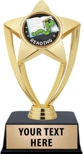Crown Awards Reading Trophies with Custom Engraving, 6' Personalized Reading Bookworm Trophy On Black Base Prime