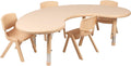 Flash Furniture 35'W x 65'L Half-Moon Natural Plastic Height Adjustable Activity Table Set with 4 Chairs