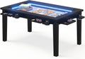 Haddockway Solid Wood Board Game Table with Colorful Led Lights, Dining/Gaming Table for 4-6 Players with Charge Station,Removable Top, Play Mat, 6 Cup Holders & Trays (Black)