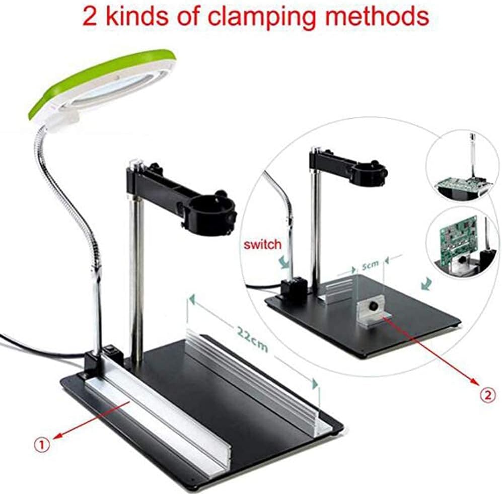 Magnifier, 8X Magnifying Glass Lamp - Daylight Bright Lighted Lens - Magnifying Desk Lamp Rotate Magnifier Swing Arm Desktop Tabletop Lamp, for Table, Task, Craft, Jewelry,Sewing