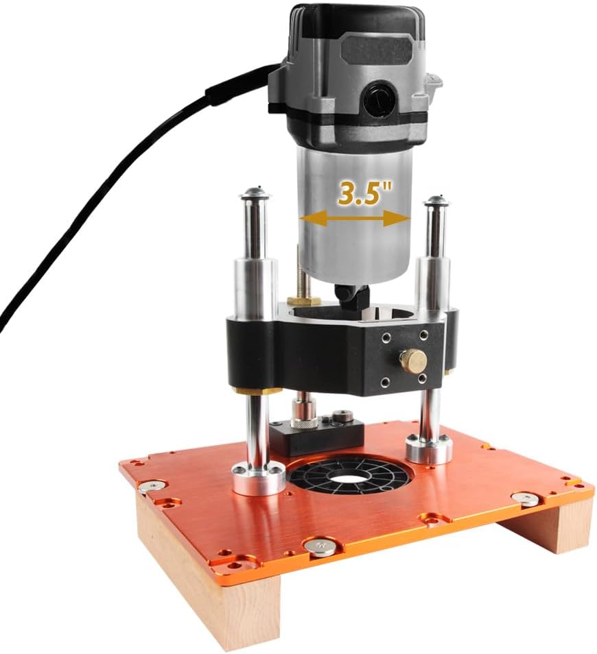 O'SKOOL 3-1/2' Router Lift Systems for BOSCH RA1181 & RA1171 Router Tables,11-1/2' x 9-1/8' Plate 5-Piece Insert Ring Kit, RTS017