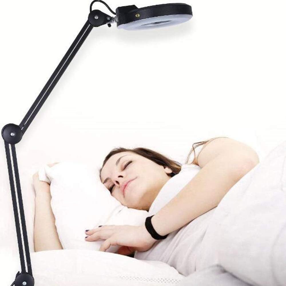 Magnifier, LED Magnifying Lamp with Clamp, 5X Super Bright Magnifier Glass Lamp, Full Spectrum Daylight Lens with Adjustable Swivel Arm Light for Desk Table Task Craft Or Work