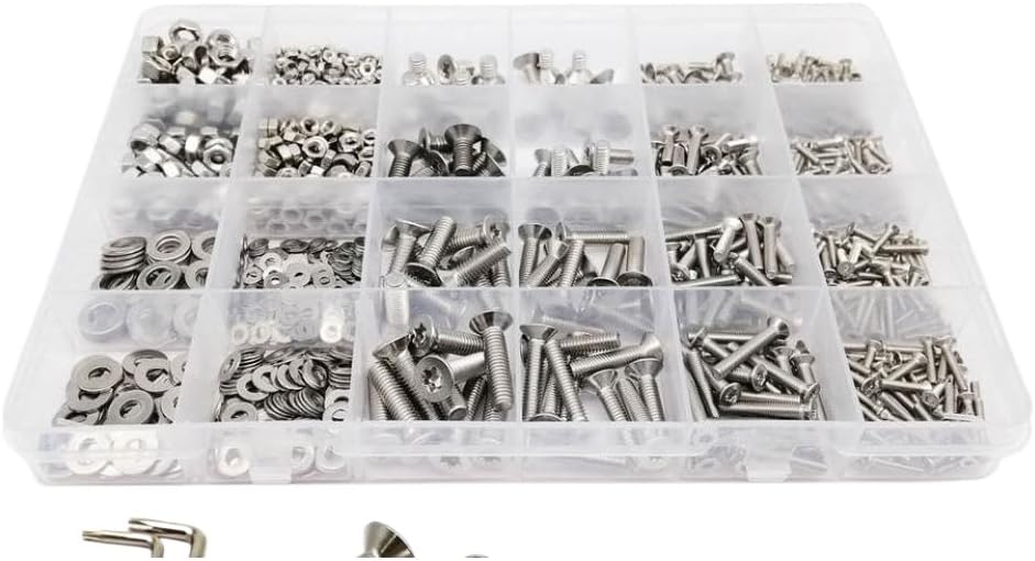 304 Stainless Steel Torx Flat Countersunk Head Screw Bolt Nut Washer Assortment 400 650 2100X M1 6 M2 M2 5 M3 M4 M5 Compatible with Standard Sets(Set C 1140pcs)