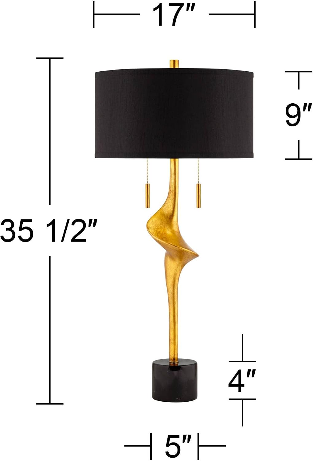 Possini Euro Design Athena 35 1/2' Tall Large Modern Glam End Table Lamps Set of 2 Pull Chain Sculptural Gold Leaf Living Room Bedroom Bedside Nightstand House Office Home Reading Kitchen Entryway