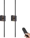 KARTOOSH 40.1 Inch Wall Sconces Battery Operated for Bedroom Hallway, Rechargeable Wireless Wall Lamp Set of 2, 3000K Warm White Dimmable Wall Light w/Remote Timer Memory Indoor Sconce Decor, Black