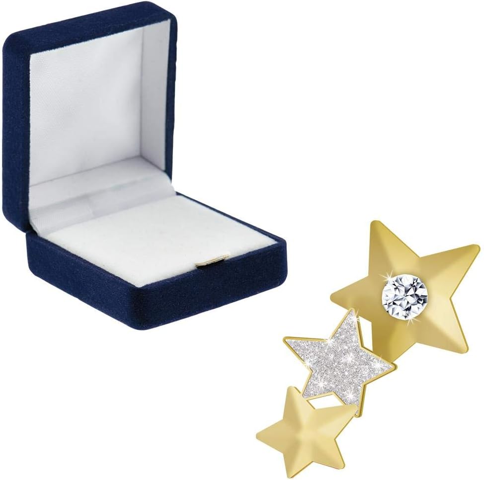 Crown Awards Shooting Tri Star Pins, Shooting Tri Star Pin with Blue Velvet Presentation Case, Prime