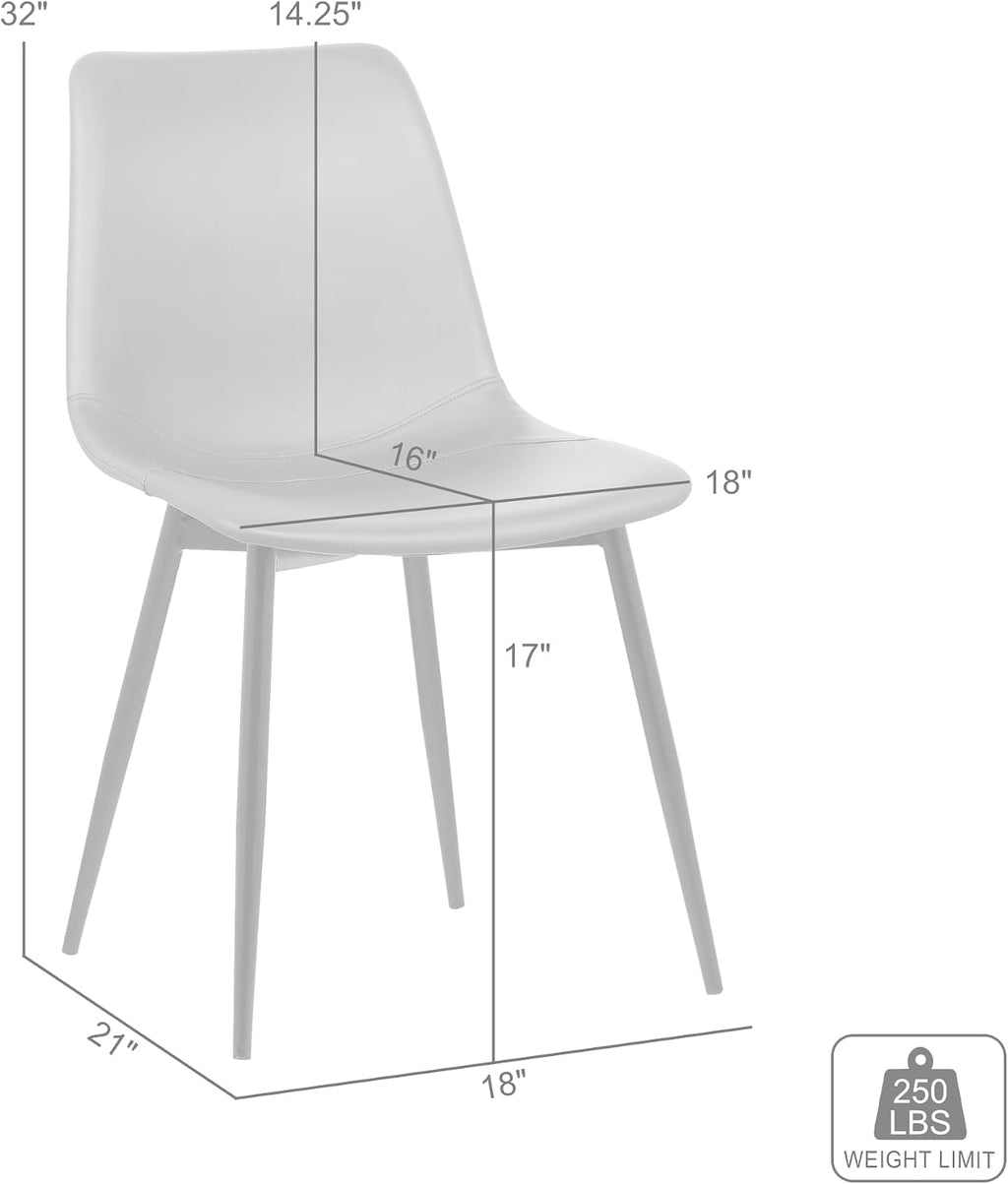 Armen Living Monte Mid Century Modern Dining Accent Chair for Table Kitchen Desk Vanity in Black Faux Leather with Black Metal Legs