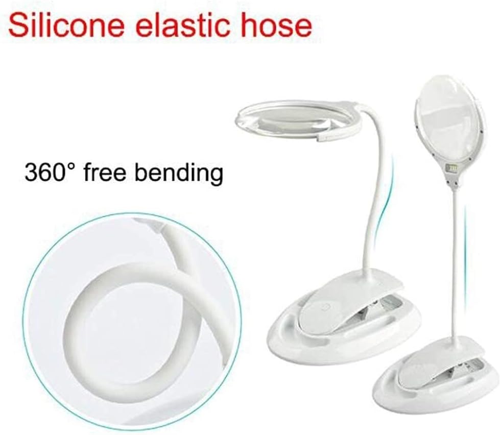LED Magnifying Glass Clamp Lamp – 3X/8X Dimmable Lens with Adjustable Swivel Arm for Jewelry, Sewing, Crafting, and Task Lighting