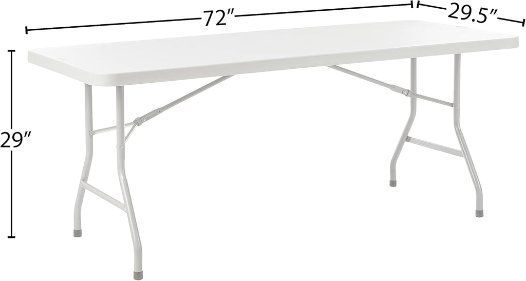 Office Star Resin Multipurpose Rectangle Folding Table for Indoor or Outdoor Use, 6 Feet Light Gray