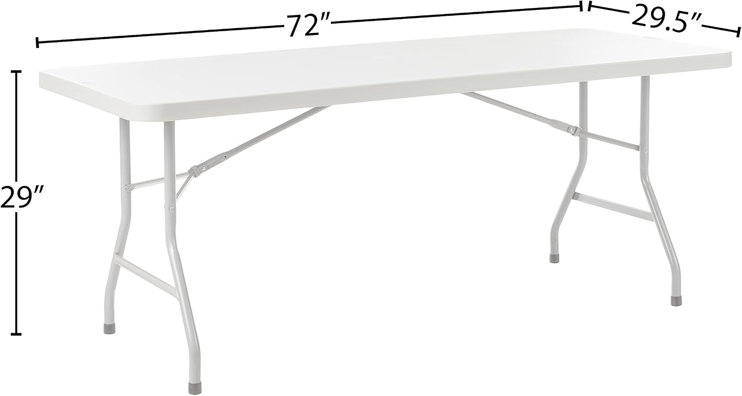 Office Star Resin Multipurpose Rectangle Folding Table for Indoor or Outdoor Use, 6 Feet Light Gray
