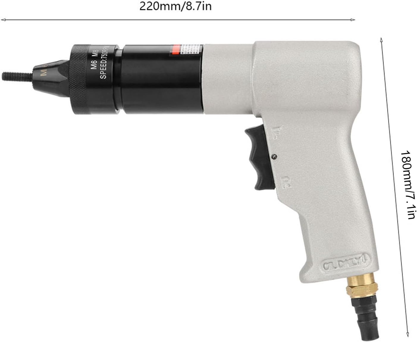 Air Rivet Gun, Metal 1/4 Inlet Port Pneumatic Riveting Gun Pull Nut Automatic Air Riveter Nut Gun Tool 220x180mm (M6/M8 KP-7322)