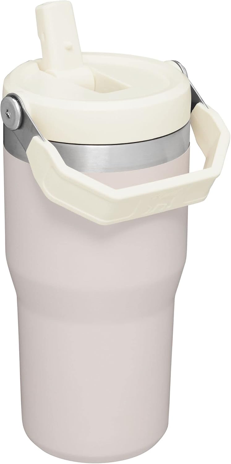 Stanley IceFlow Flip Straw Tumbler with Handle 20 oz | Twist On Lid and Flip Up Straw | Leak Resistant Water Bottle | Insulated Stainless Steel |BPA-Free | Rose Quartz (Pack of 4)