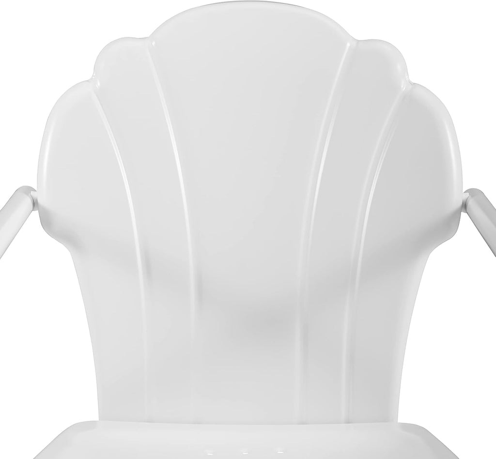 Crosley Furniture Tulip 5-Piece Outdoor Dining Set for 4, Retro Metal Round Patio Table and Chairs for Deck, White Satin