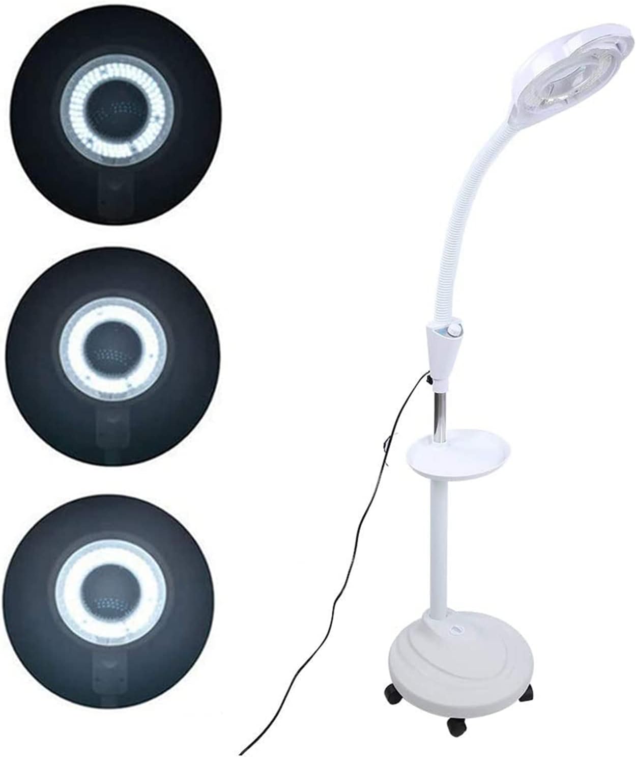 8X Vertical Beauty Magnifying Lamp LED Cold Light Lamp, Floor Stand Magnifier Light with Adjustable Height Stand for Salon Tattoo Makeup Detailed Care & Illumination
