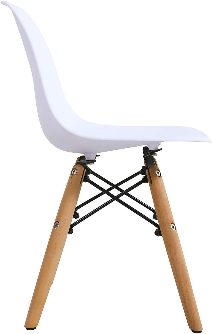 Costzon Kids Table and Chair Set, 5 PCS Mid-Century Modern Style Kids Desk Set w/Wood Legs, Iron Frame for Dining Drawing Playing & Strong Bearing Capacity, Toddler Table and Chairs (White)