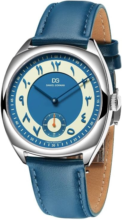 Men's Watch Couple Retro Two-Tone Dial - Raised Roman Numerals Small Seconds Subdial Genuine Leather Strap Waterproof Quartz Analog Wristwatches