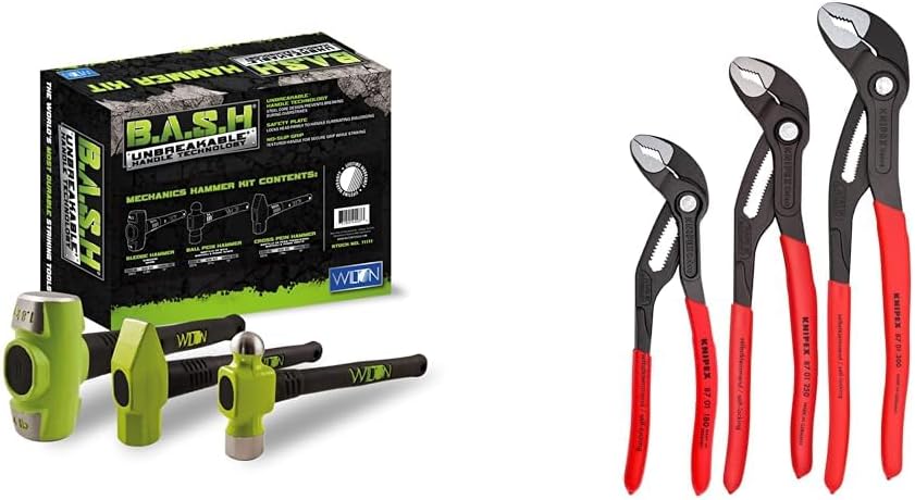 Wilton B.A.S.H Mechanics Hammer Kit (11111) & KNIPEX 3 Piece Cobra Pliers Set (002006US1)
