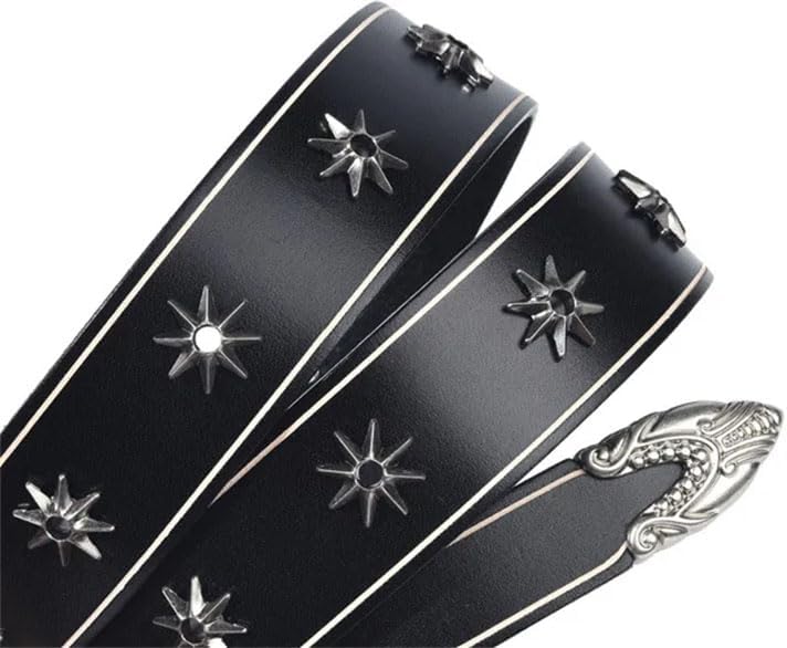 Men 3.8cm Leather Belt Buckle Vintage Metal Rivet Punk Belts Rock Jeans Belt