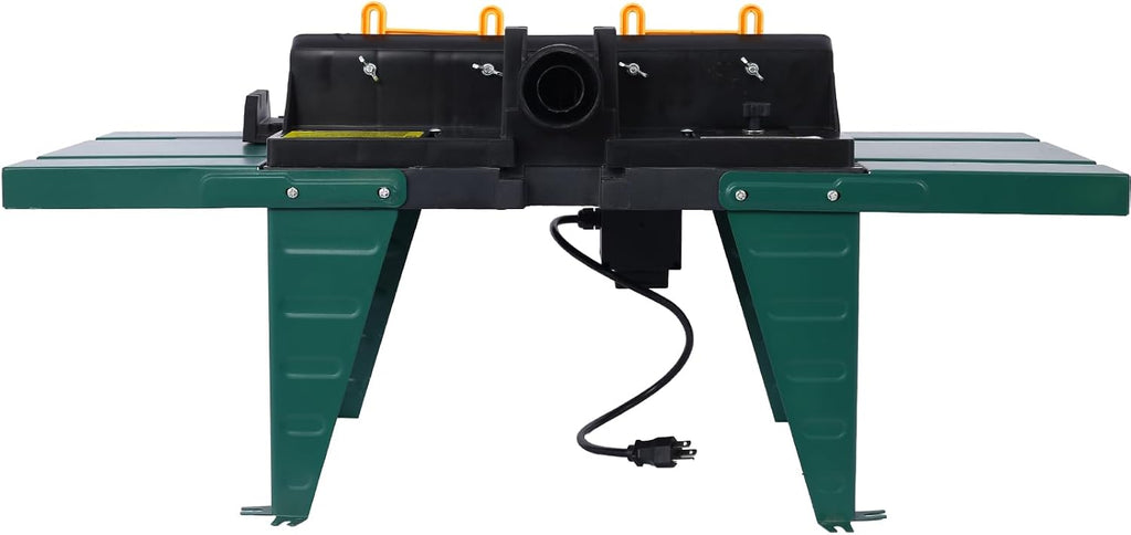 Electric Benchtop Router Table, Heavy-Duty Woodworking Tool with Steel Stands & Aluminum Milled Table, Workbench for Precision Woodworking Tasks, Green