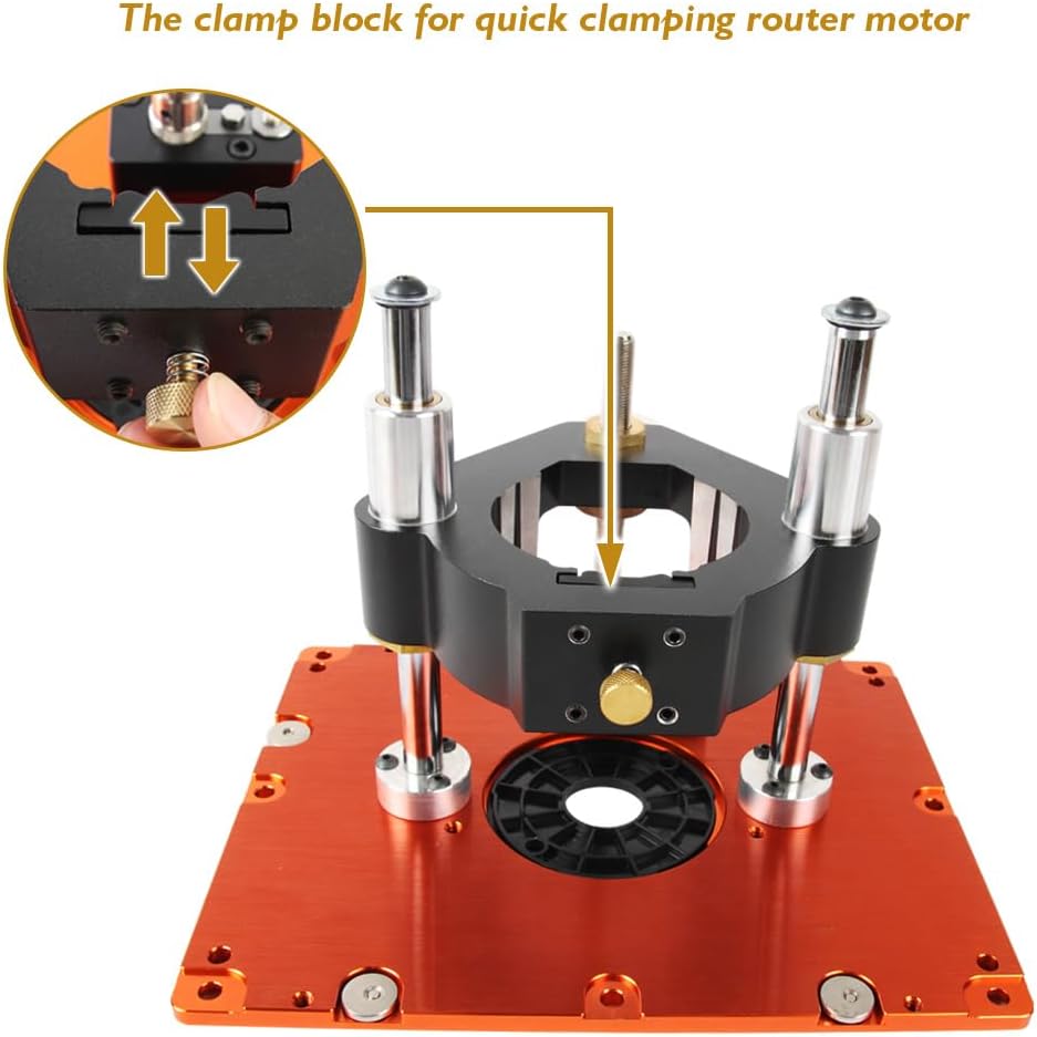 O'SKOOL 3-1/2' Router Lift Systems for BOSCH RA1181 & RA1171 Router Tables,11-1/2' x 9-1/8' Plate 5-Piece Insert Ring Kit, RTS017