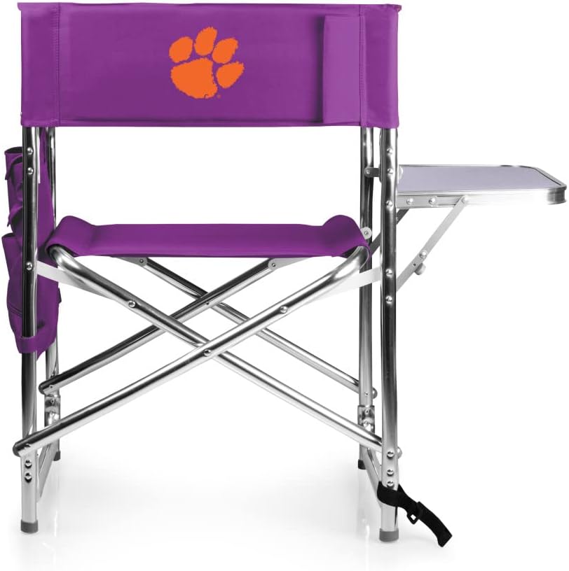 Picnic TIME NCAA Clemson Tigers Sports Chair with Side Table - Beach Chair - Camp Chair for Adults